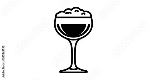 Outline Icon of Beer Glass with Foam