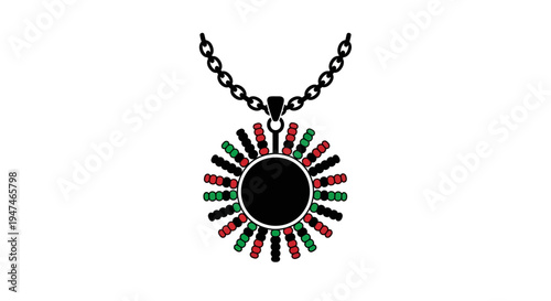 Pan African Flag Colors Sun Pendant Necklace with Chain