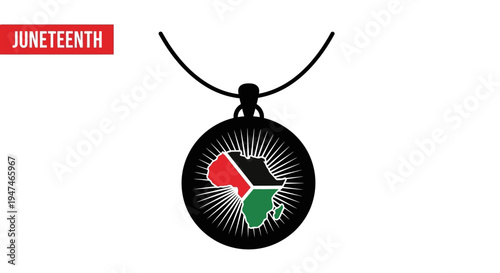 Juneteenth Pendant Necklace with African Map and Pan-African Colors