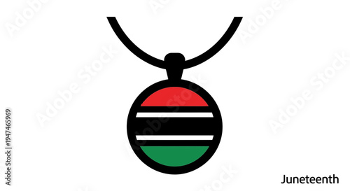 Juneteenth Necklace Pendant, African American Emancipation Day Symbol, Red Black Green Pan-African Colors