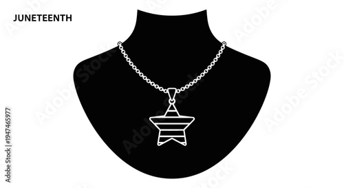 Juneteenth Star Necklace Pendant on Black Display Bust, Celebration of Freedom