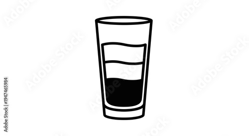 Layered Drink in Tall Glass, Refreshing Beverage, Minimalist Icon Style
