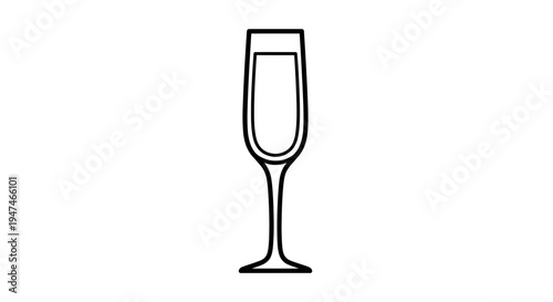 Minimalist Champagne Flute Outline Icon, Elegant Celebration Drink Glass Vector Art