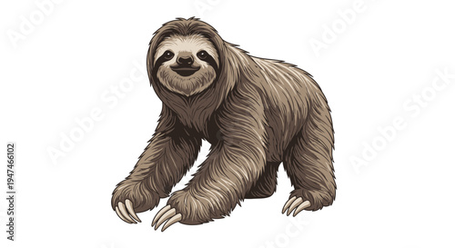 Prehistoric Giant Ground Sloth Illustration Megatherium Extinct Animal Vector Character Design Element