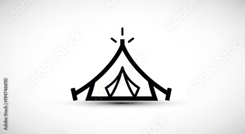 Minimalist Black Tent Icon on White Background - Camping and Outdoor Adventure Symbol