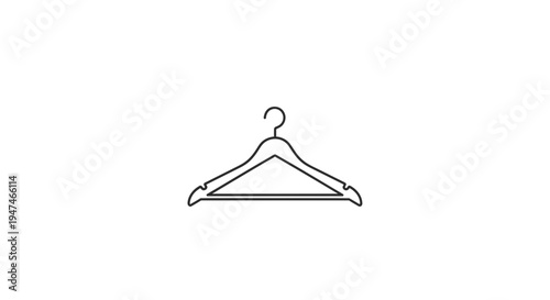 Minimalist Clothes Hanger Icon on White Background - Simple Line Art Design