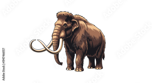 Majestic Woolly Mammoth Illustration Prehistoric Ice Age Mammal Vector Graphic Isolated