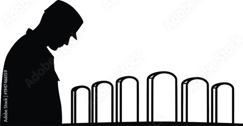 Man looking at arches silhouette Vector