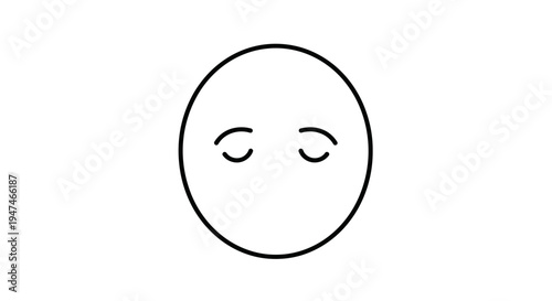 Minimalist illustration of a sad or tired face with closed eyes, simple line art