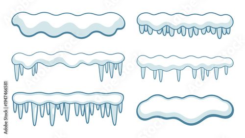 Collection of Snow and Icicle Elements for Winter Design.