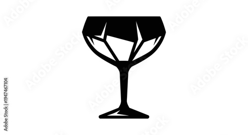 Fragile Glass Icon, Broken Crystal Goblet Silhouette, Warning Symbol