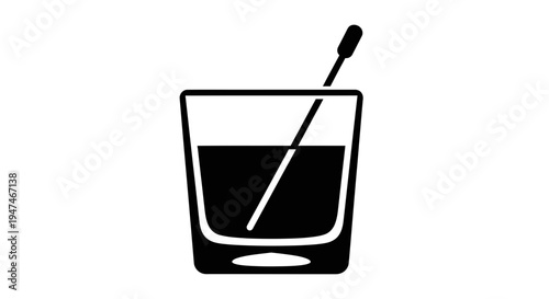 Glass of Drink with Stirrer - Minimalist Icon