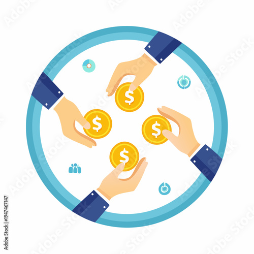 People hands giving and receiving money, investment concept.
