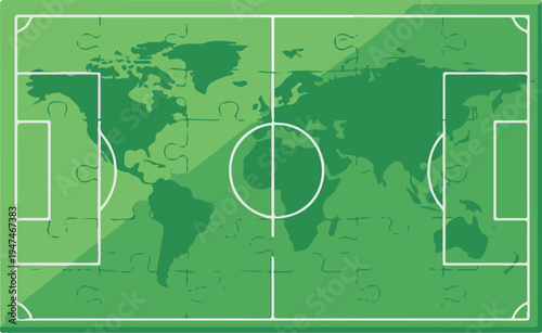 football championship world map on green background