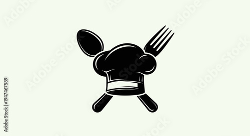Chef Hat with Crossed Spoon and Fork Logo Icon - Culinary Symbol