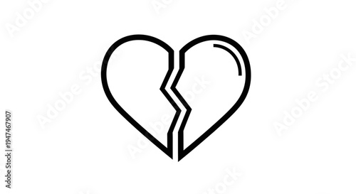 Broken Heart Icon, Symbol of Love Loss and Sadness