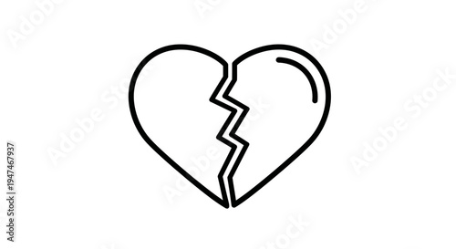 Broken Heart Icon, Symbol of Sadness, Love Loss, and Relationship Problems
