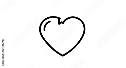 Broken Heart Icon, Symbol of Sadness, Love Loss, Unrequited Love, Emotional Pain, Simple Outline