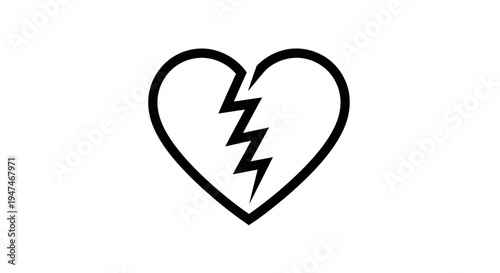 Broken Heart Symbol, Symbolizing Sadness, Heartbreak, and Emotional Pain