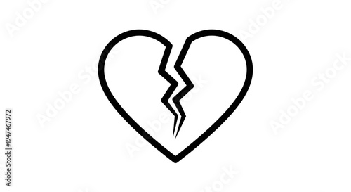 Broken Heart Symbol, Icon of Sadness and Heartbreak, Love Loss, Emotional Pain