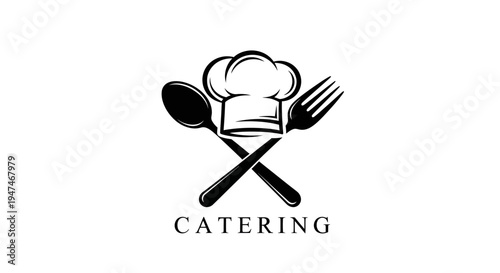 Catering Logo: Chef Hat, Crossed Spoon and Fork, Text "CATERING"