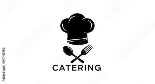 Catering Logo: Chef Hat, Fork, Spoon, and "Catering" Text on White Background