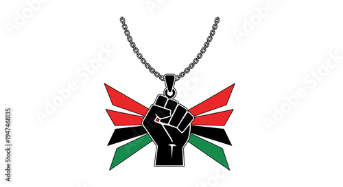 Black Fist Pendant Necklace with Pan-African Flag Colors