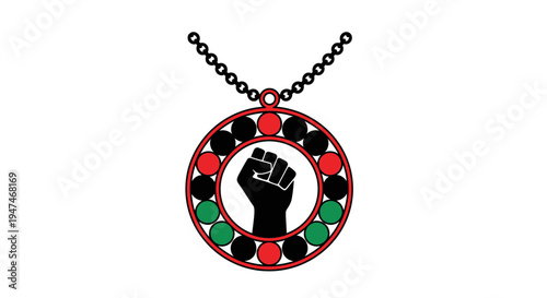 Black Power Fist Pendant Necklace, Pan-African Colors, Symbol of Resistance and Unity