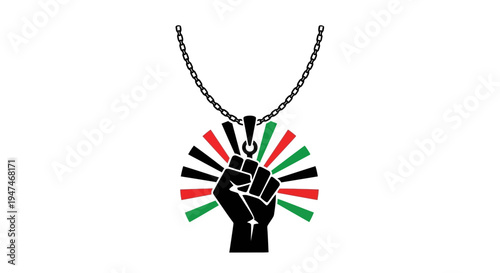 Black Power Fist Pendant Necklace with Pan-African Colors