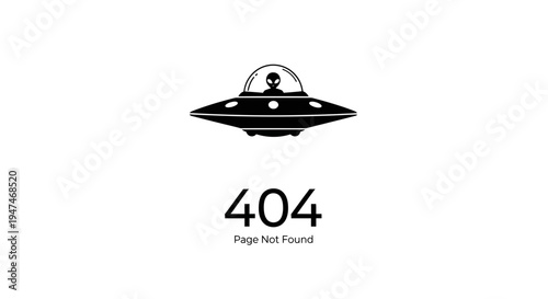Alien UFO 404 Error Page Not Found Concept