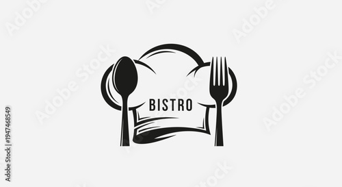 Bistro Logo with Chef Hat, Spoon, and Fork - Restaurant Emblem