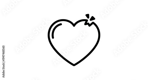 Bitten Heart Icon Symbolizing Broken Love, Heartbreak, or Emotional Pain
