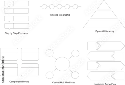 Set of 6 Thin Line Infographic Elements for Visual Presentations and Data Representation