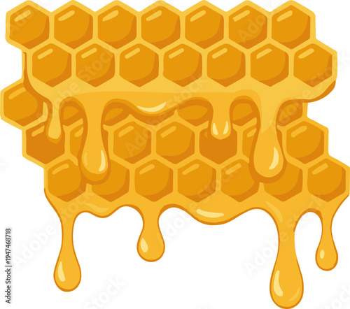 honey dripping from honeycomb Border