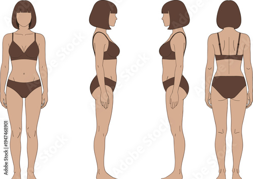 woman, female, body, anatomy, figure, human, model, shape, proportion, anatomy, reference, illustration, template