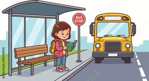 Girl back to school bus