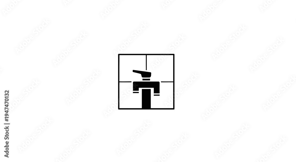 Fototapeta premium Abstract Geometric Robot Icon with Crosshairs Target Symbol