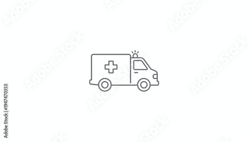 Ambulance Icon Vector - Emergency Medical Vehicle Line Art