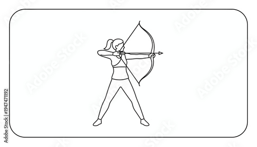 Archer Woman Silhouette Drawing, Archery Sport, Focus and Precision