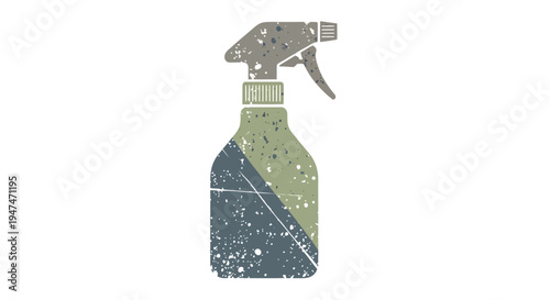 Spray bottle graphic, cleaning product illustration, vintage style