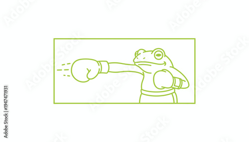 Boxing Frog Illustration: Cartoon Amphibian with Boxing Gloves Ready to Fight