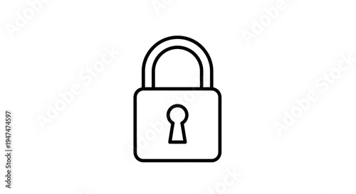 Simple black and white outline icon of a padlock, symbolizing security, privacy, and protection.