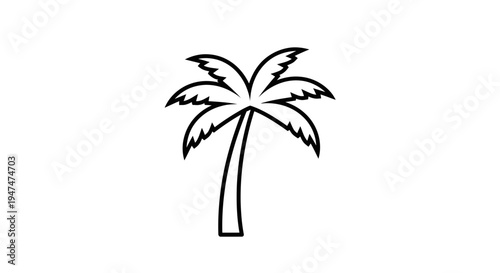 Simple Line Art Icon of a Palm Tree