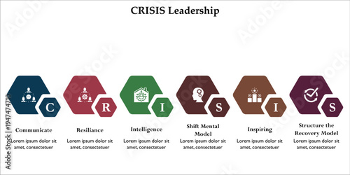 CRISIS Leadership. Infographic template with icons and description placeholder