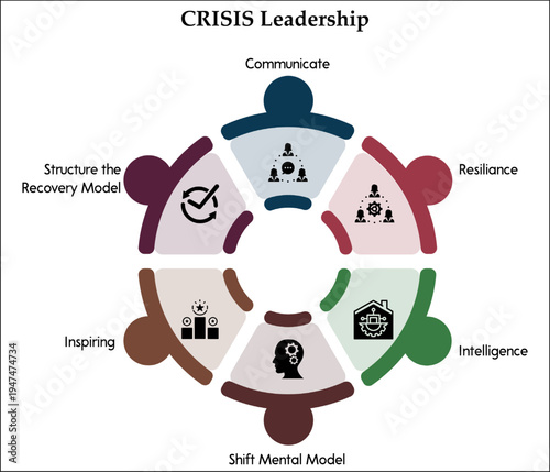 CRISIS Leadership. Infographic template with icons and description placeholder