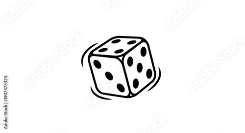Rolling Dice Icon, Game Symbol, Luck and Chance Concept