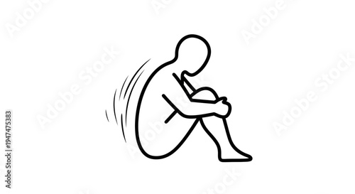 Sad Person Sitting Alone, Hugging Knees, Feeling Depressed, Isolated, Mental Health Icon