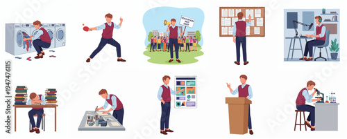 Illustrated Diverse Artisan Craftsman at Work in Various Art Categories