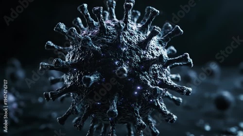 Close up of coronavirus particles.
