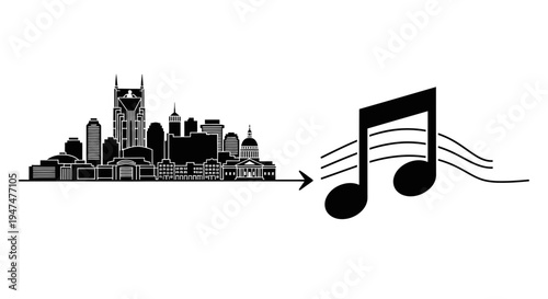 Nashville Skyline with Music Notes Illustration